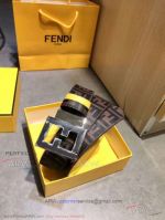 AAA Fake Fendi Reverisible Belt - Coffee And Yellow Leather